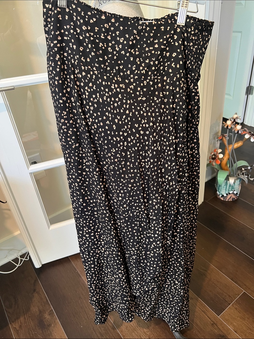 Black and Cream Printed Maxi Skirt